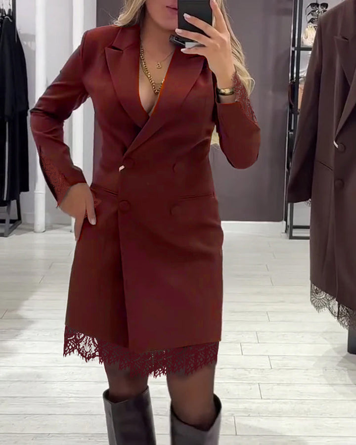 Dress With V-Neck and Inserts for Work