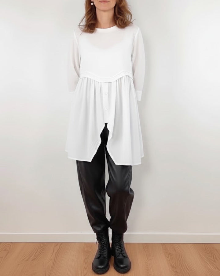 Irregular Pleated A-Line Blouse