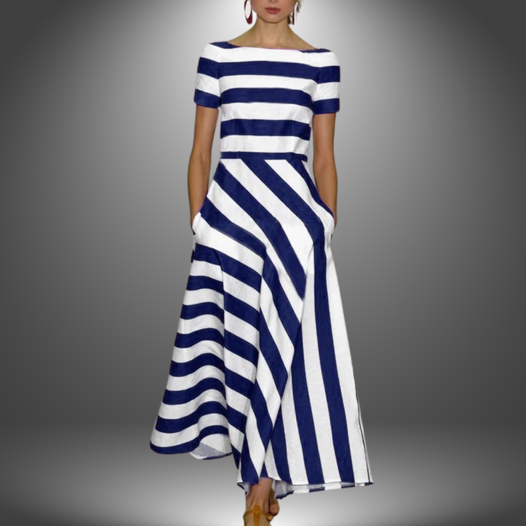 Natalia - Long Stripe Dress, Handmade