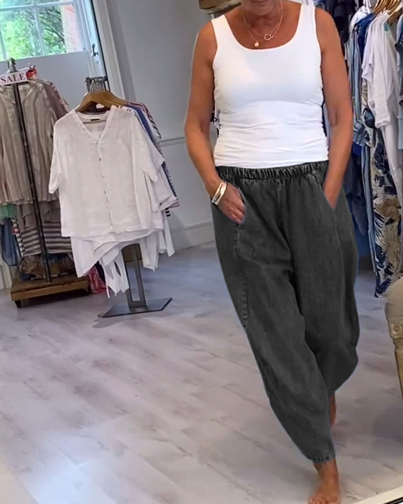 Relaxed Jeans with Elastic Waist