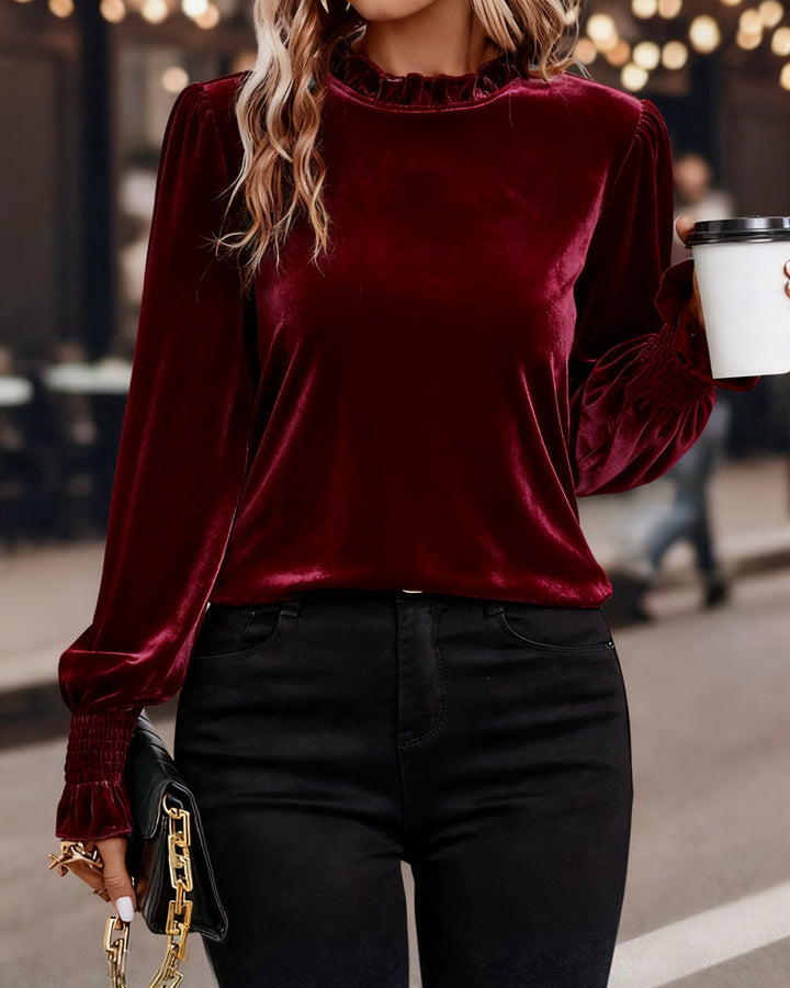 Top Crinkled Velvet Long Sleeve