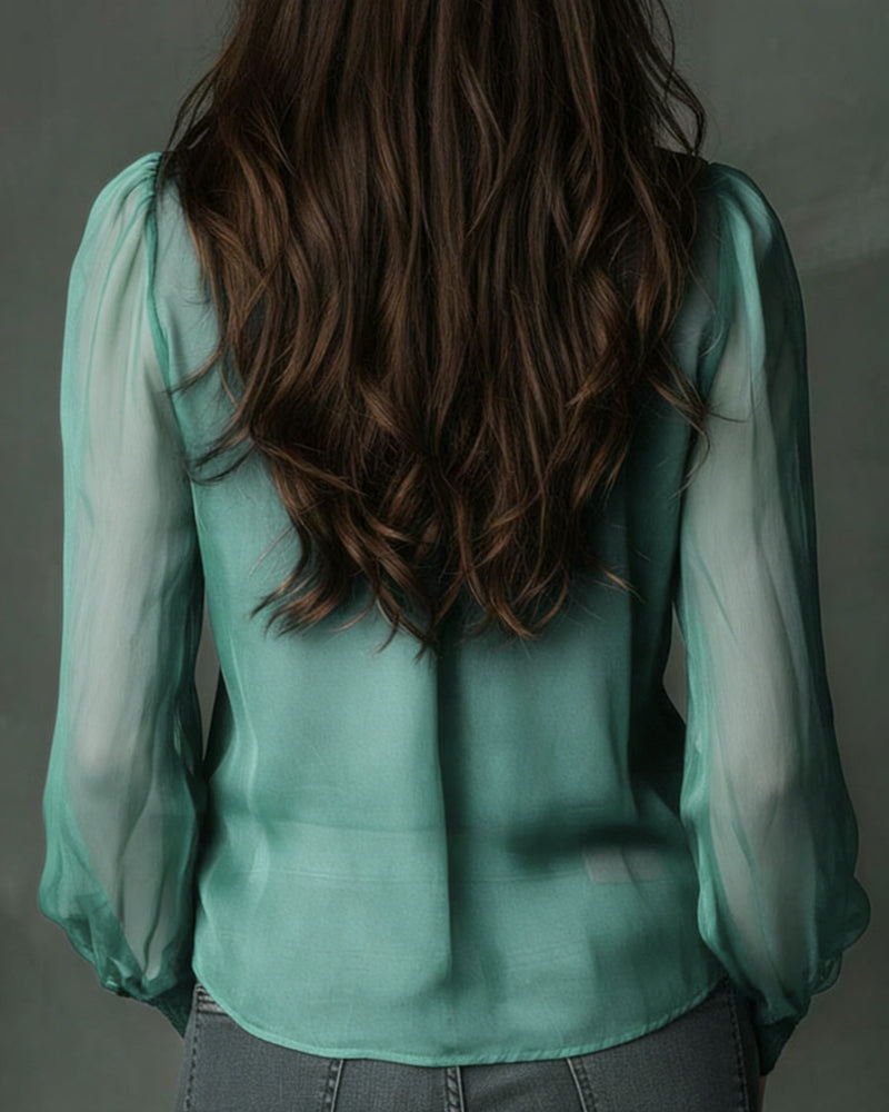 Half-Zip Blouse Long Sleeves