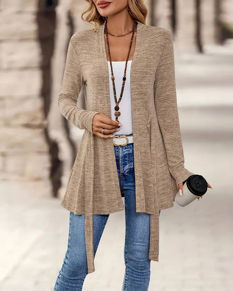 Solid Color Long Sleeve Casual Fashion Cardigan