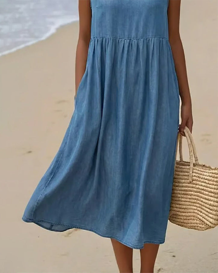 Casual Sleeveless Denim Dress