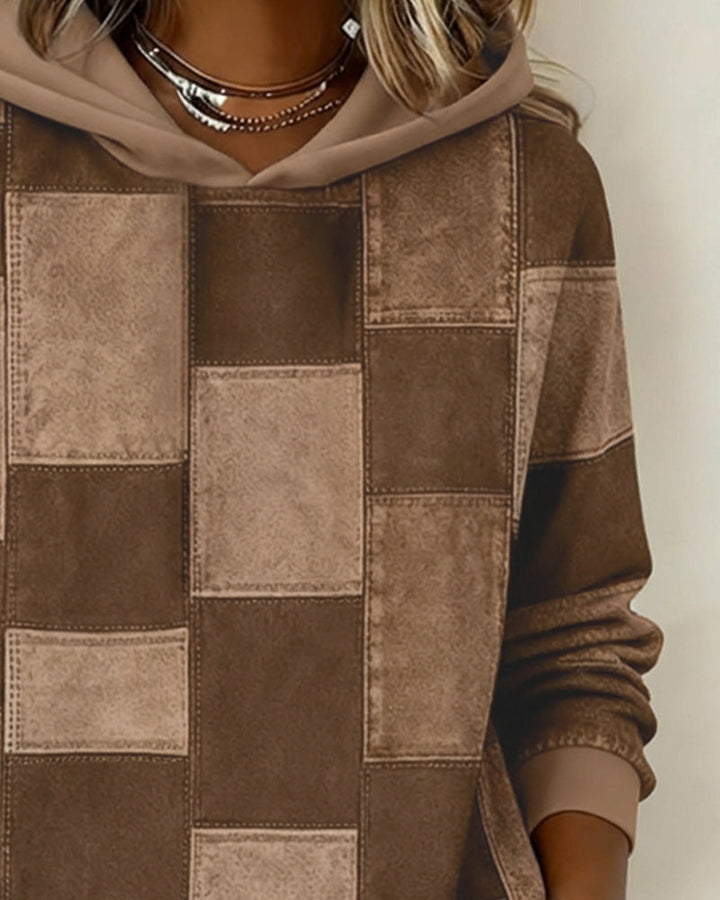 Stylish Checkered Hoodie with Long Sleeves