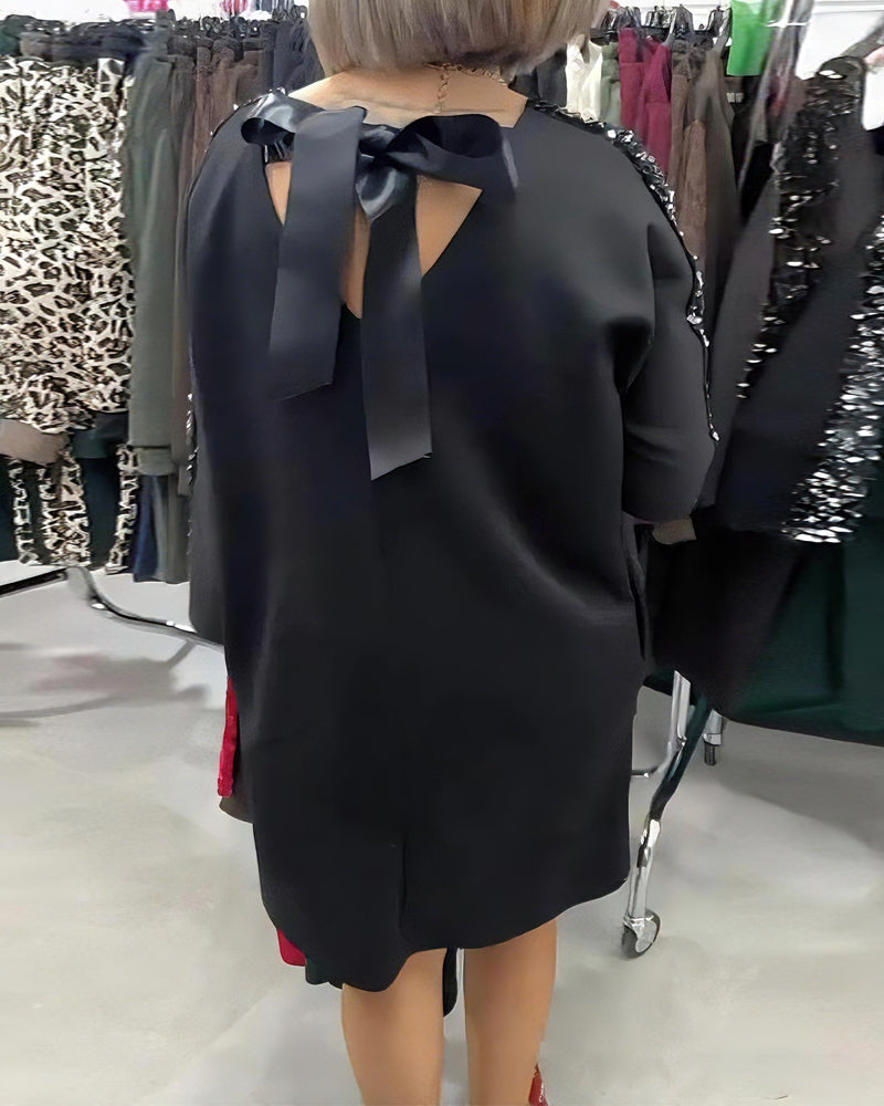 Dress V-Neck with Glitter Sweatshirt