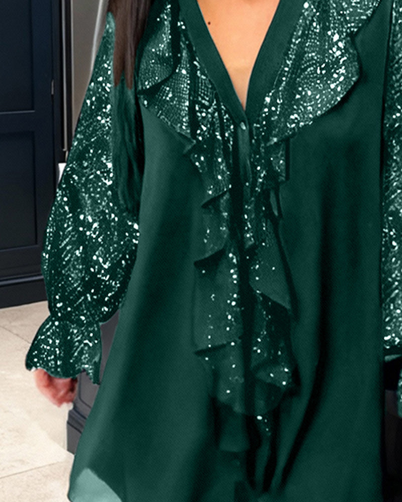 Solid Color Ruffled Blouses