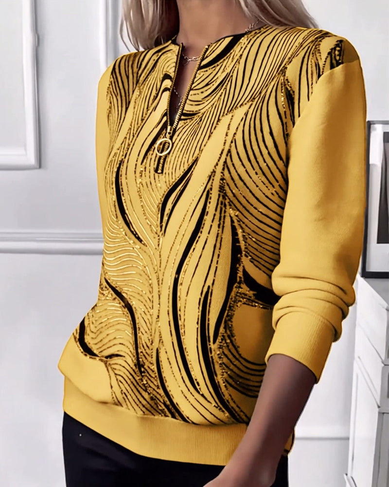 Sweatshirt with Casual Zipper Print