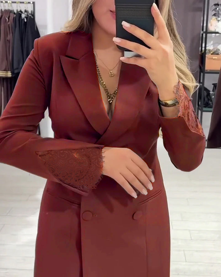 Dress With V-Neck and Inserts for Work