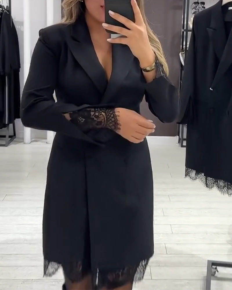 Dress With V-Neck and Inserts for Work