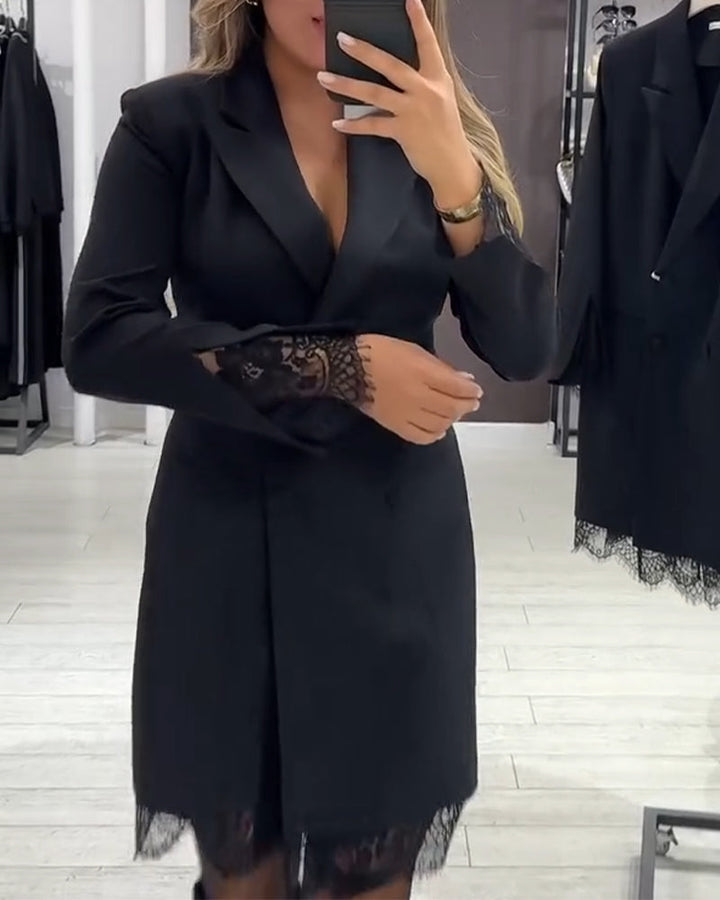 Dress With V-Neck and Inserts for Work