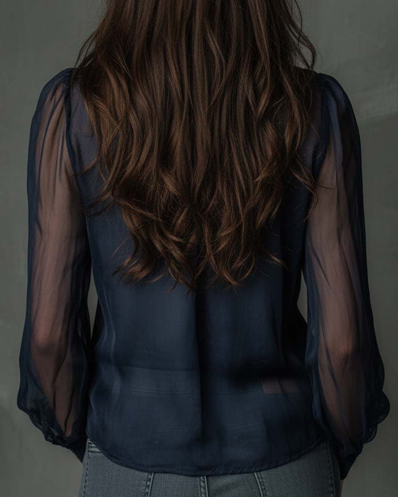 Half-Zip Blouse Long Sleeves