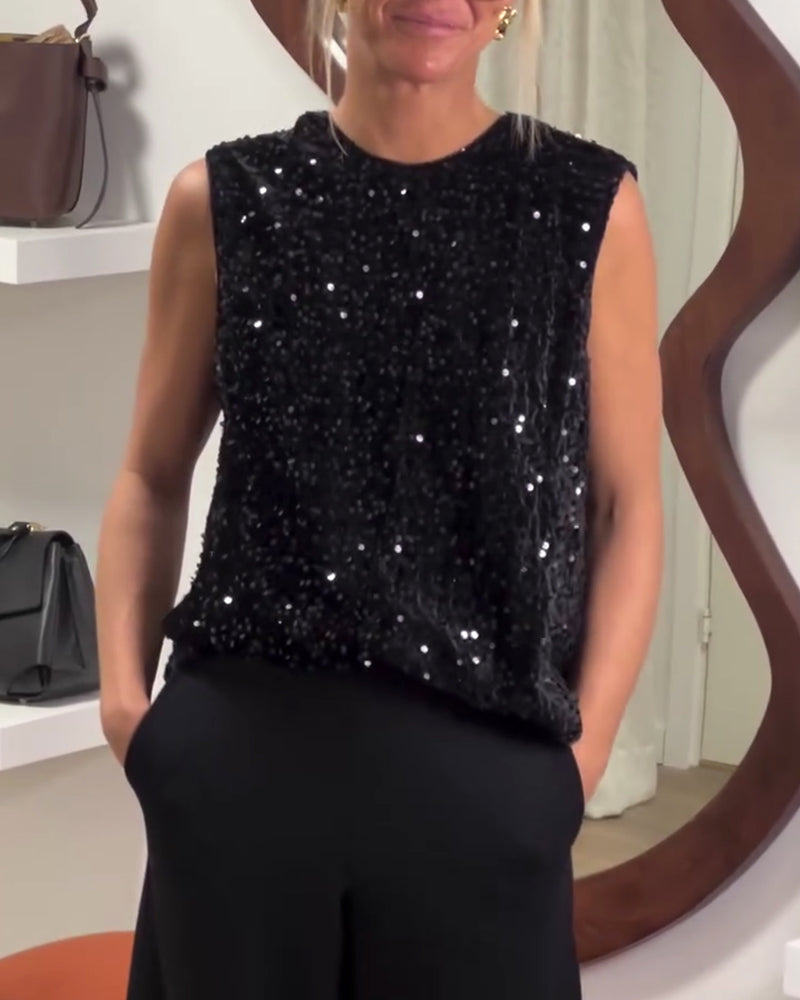 Fashionable Sequin Knot Tank Top