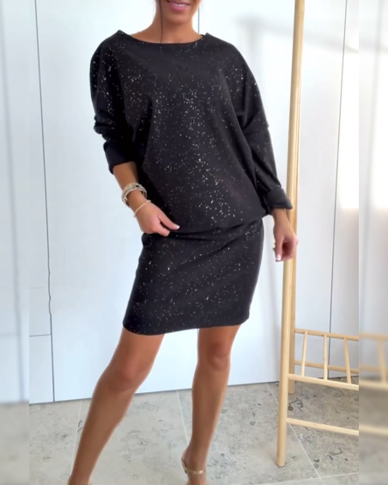 Dress Round Neck Fine Glitter Fashion