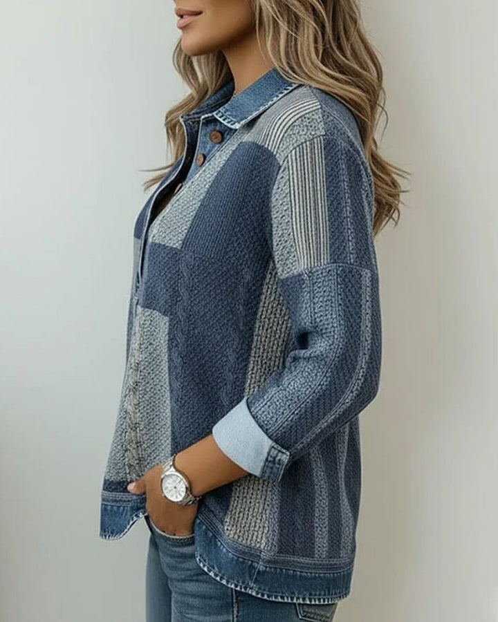 Sweatshirt with Long Sleeves and Color Block Print