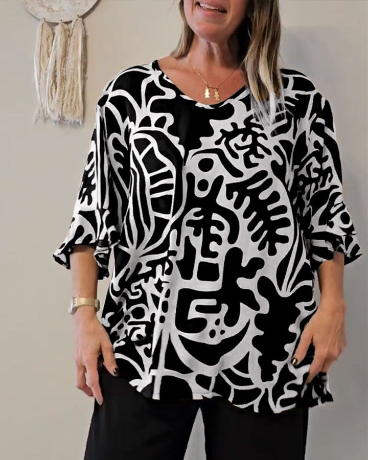 Abstract Botanical Print Top