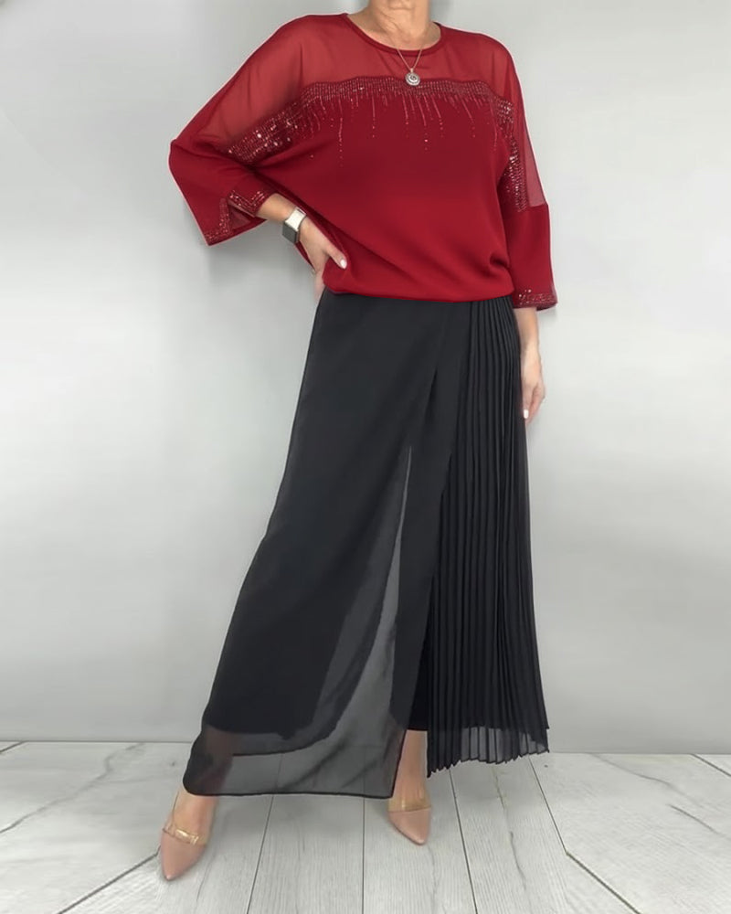 Mesh Blouse Split Loose