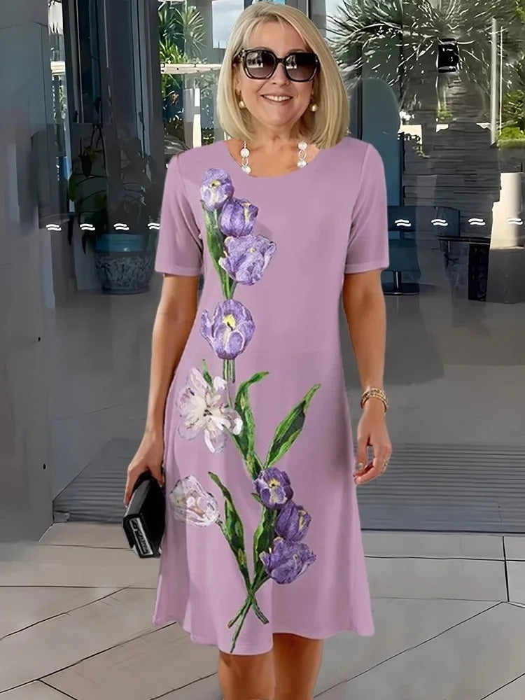 SHIRA – COMFORTABLE LOOSE PRINTED MEDIUM DRESS