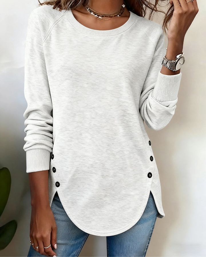 Sweatshirt with Irregular Hem and Raglan Sleeves