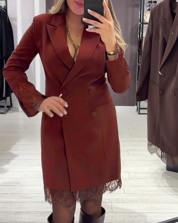 Dress With V-Neck and Inserts for Work