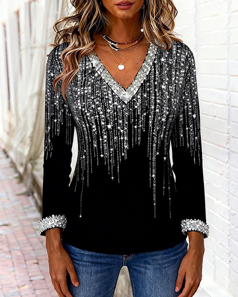 Trendy Loose Top with V-Neck