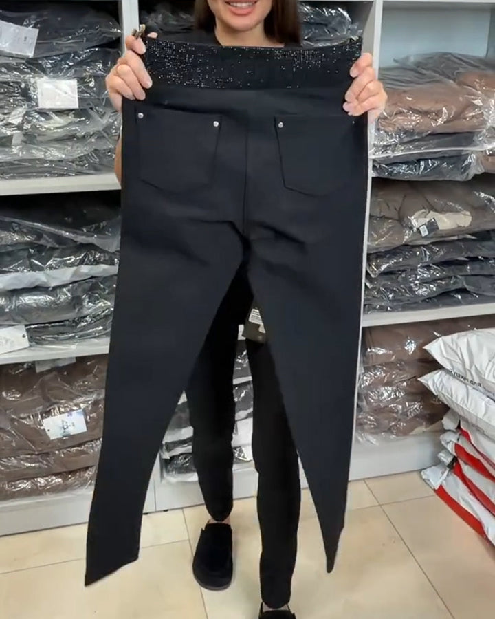Elegant Solid Stretch Pants