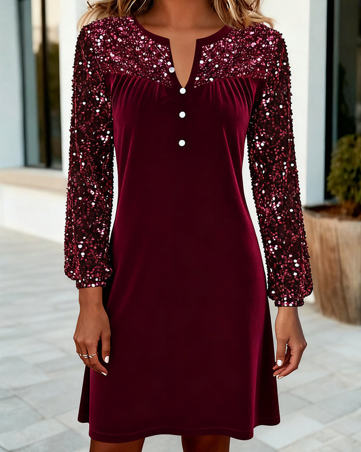 Sequin Velvet Patchwork Dress