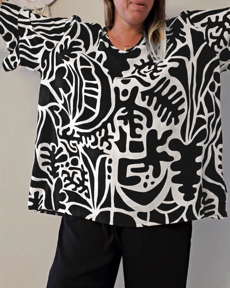 Abstract Botanical Print Top