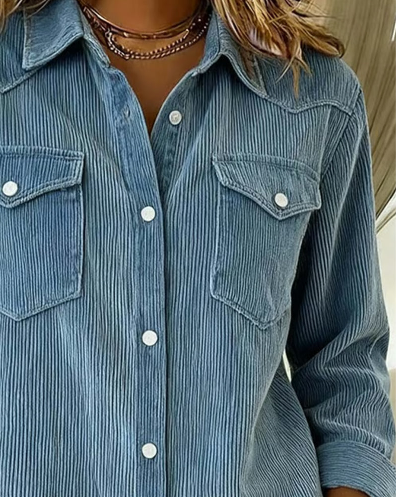 Long Sleeve Shirt With Lapel And Buttonhole