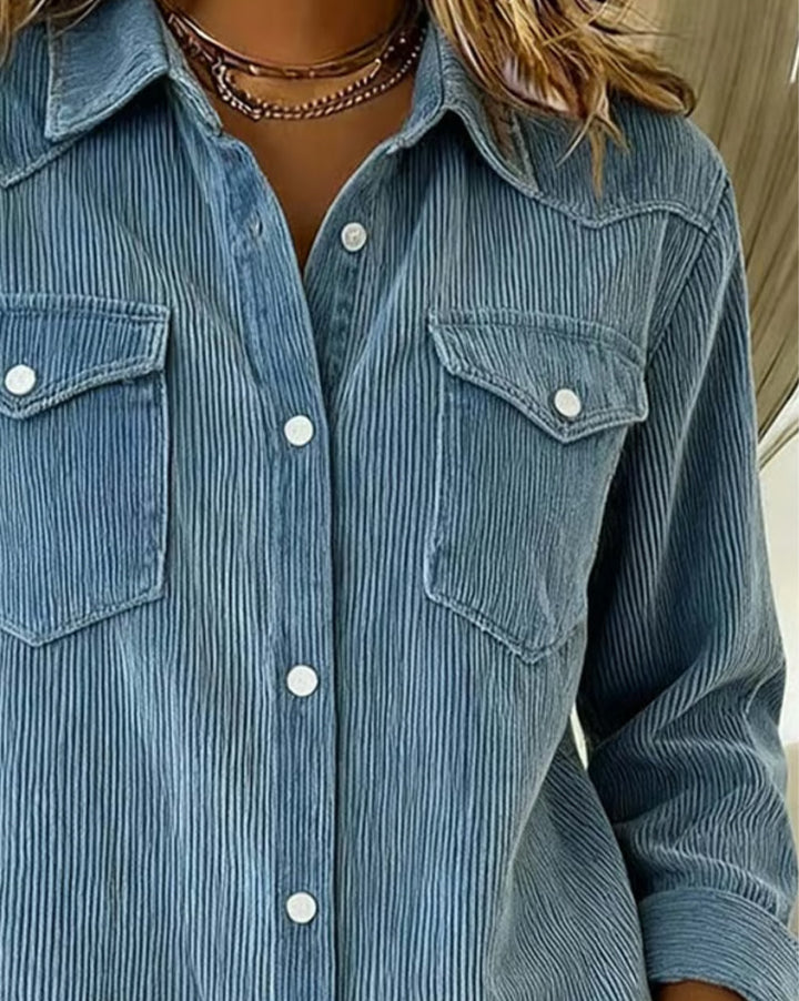 Long Sleeve Shirt With Lapel And Buttonhole