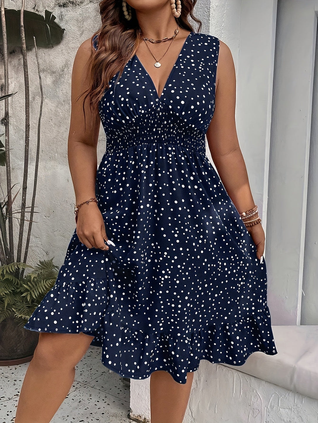 Tory - Plus Size Polka Dot Tank Dress