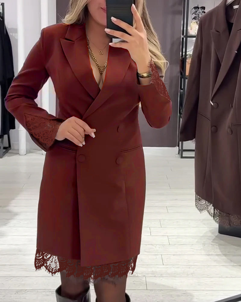 Dress With V-Neck and Inserts for Work