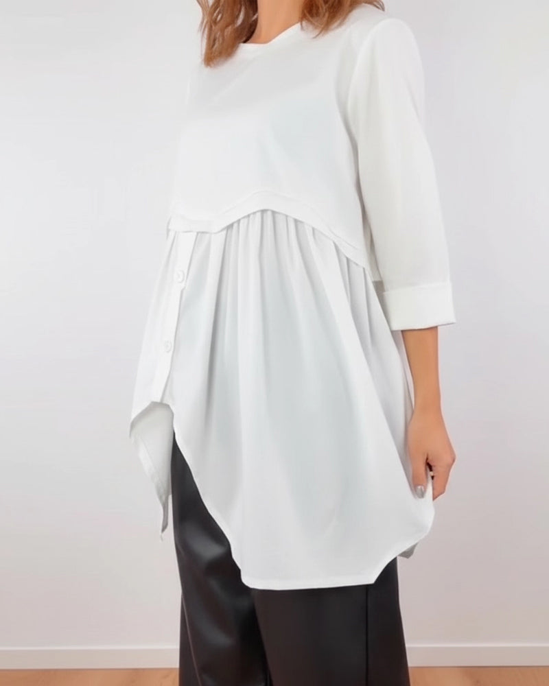 Irregular Pleated A-Line Blouse