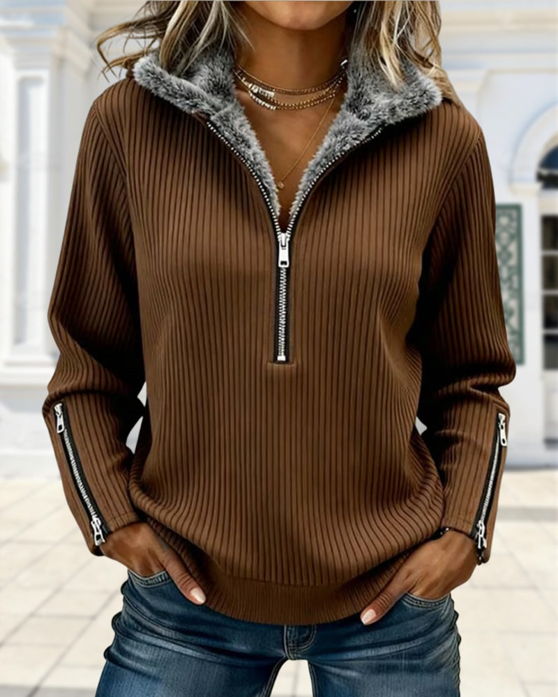 Casual Half-Zip Collar Sweatshirt