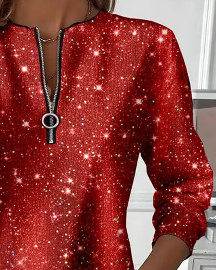 Casual Long-Sleeved Sweatshirt with Half Zipper