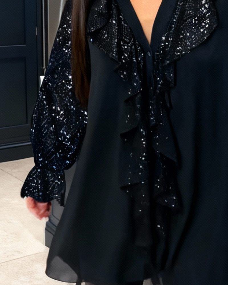 Solid Color Ruffled Blouses