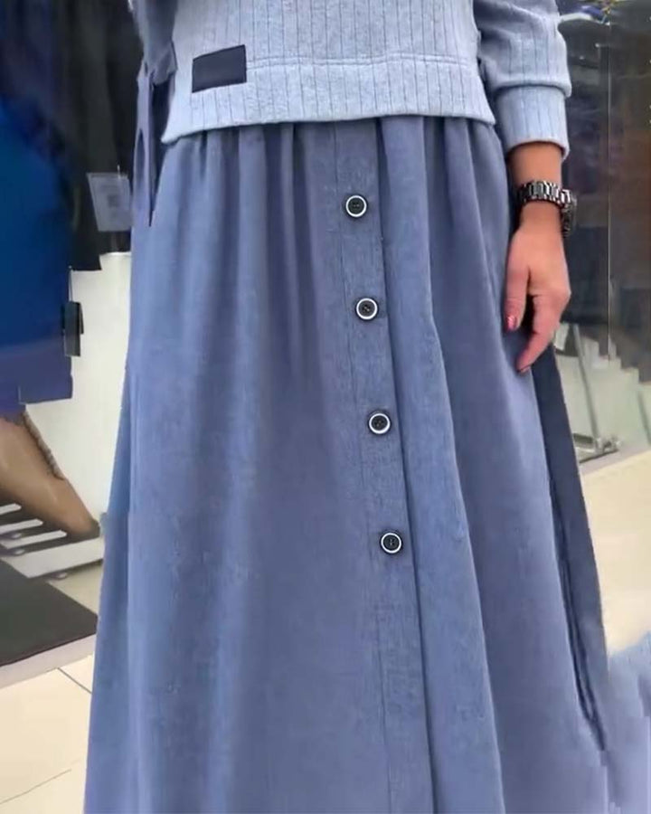 Dress Casual Color Block Round Neck