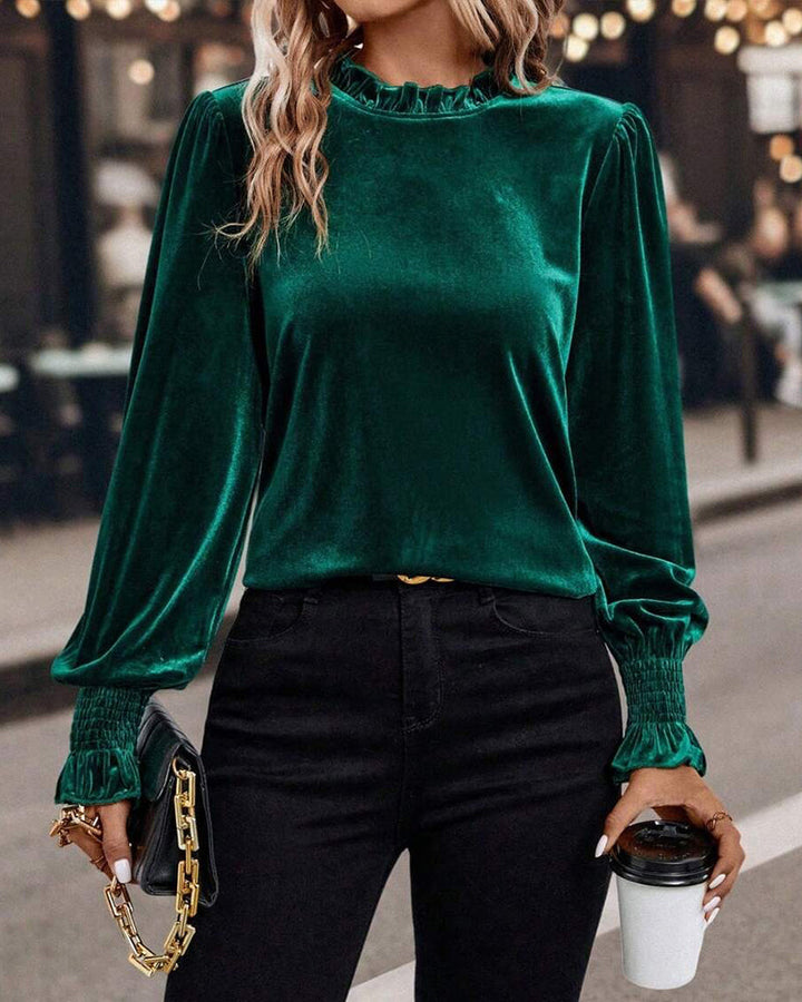 Top Crinkled Velvet Long Sleeve