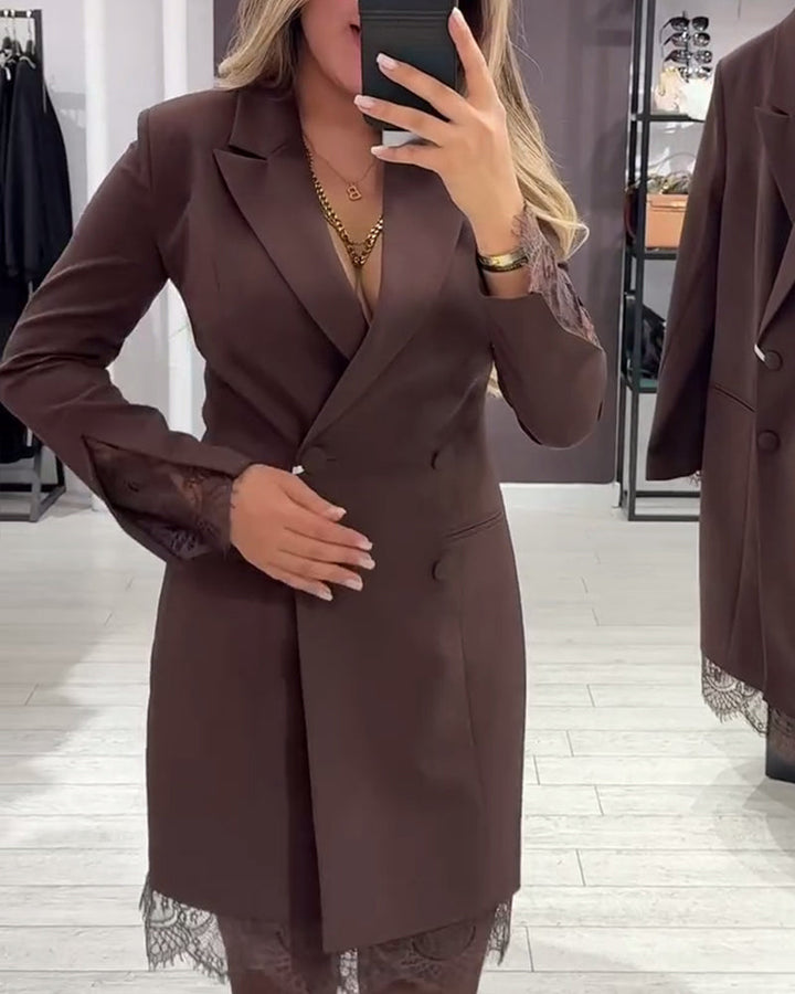 V-Neck Dress with Inserts for Work