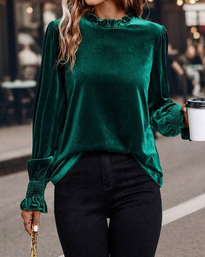 Top Crinkled Velvet Long Sleeve