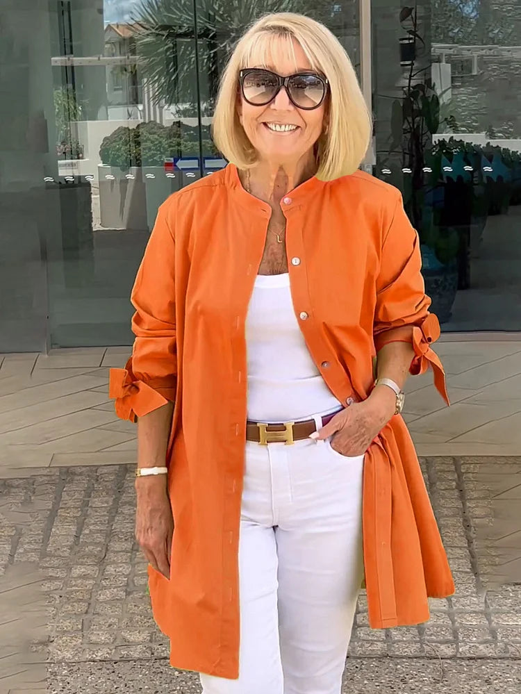 ELLARIA – GATHERED BACK COTTON SHIRT JACKET