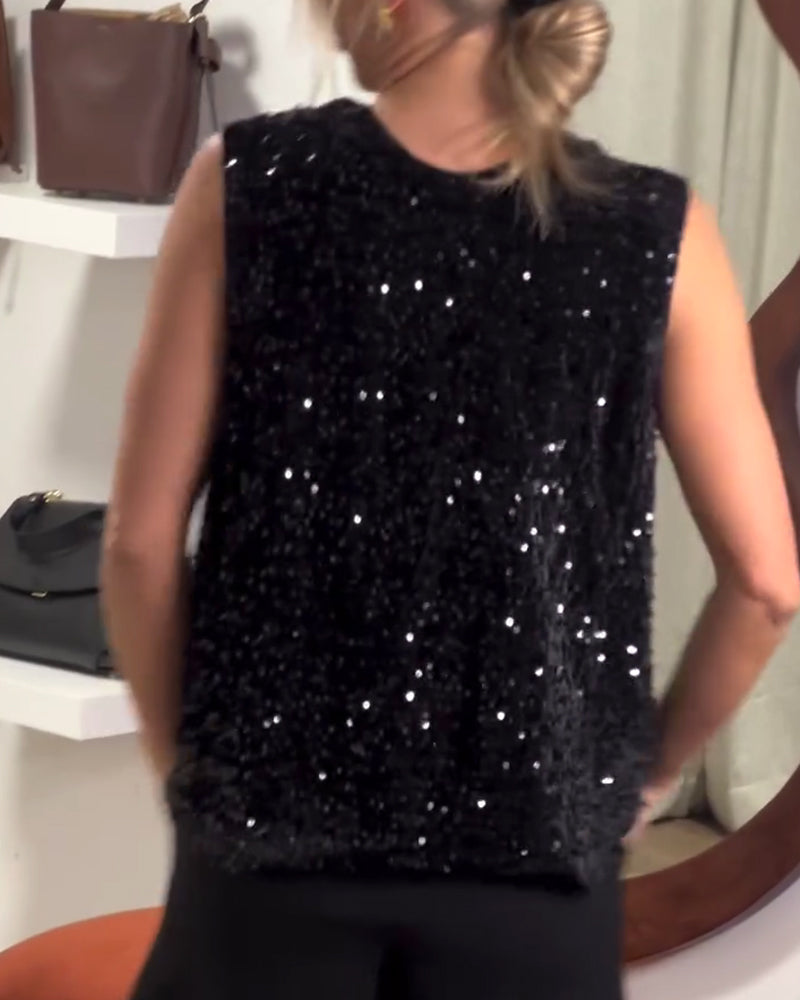Fashionable Sequin Knot Tank Top