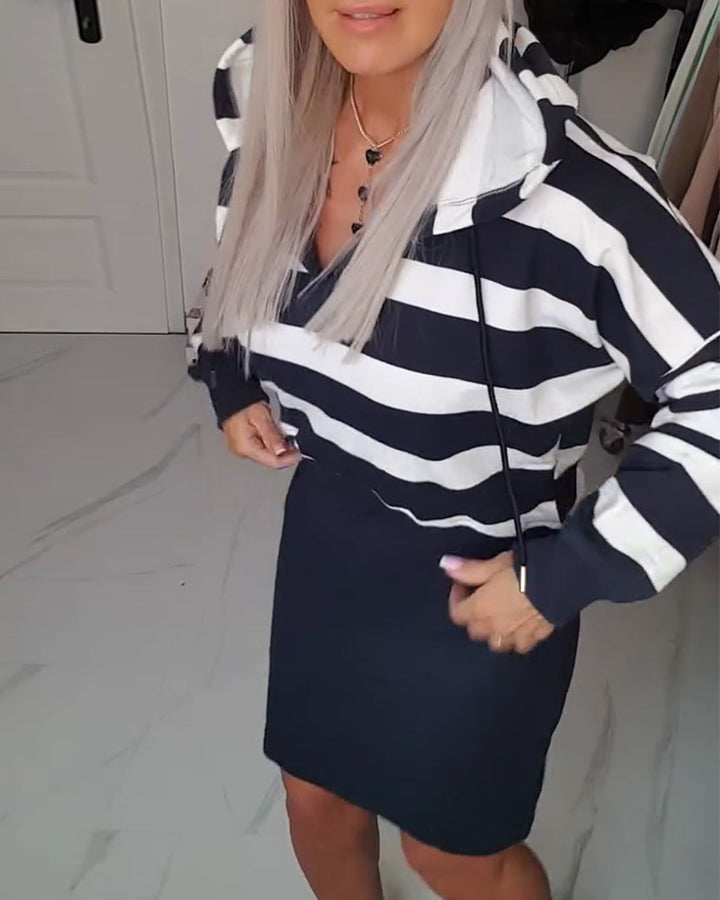 Striped Casual Hooded Set