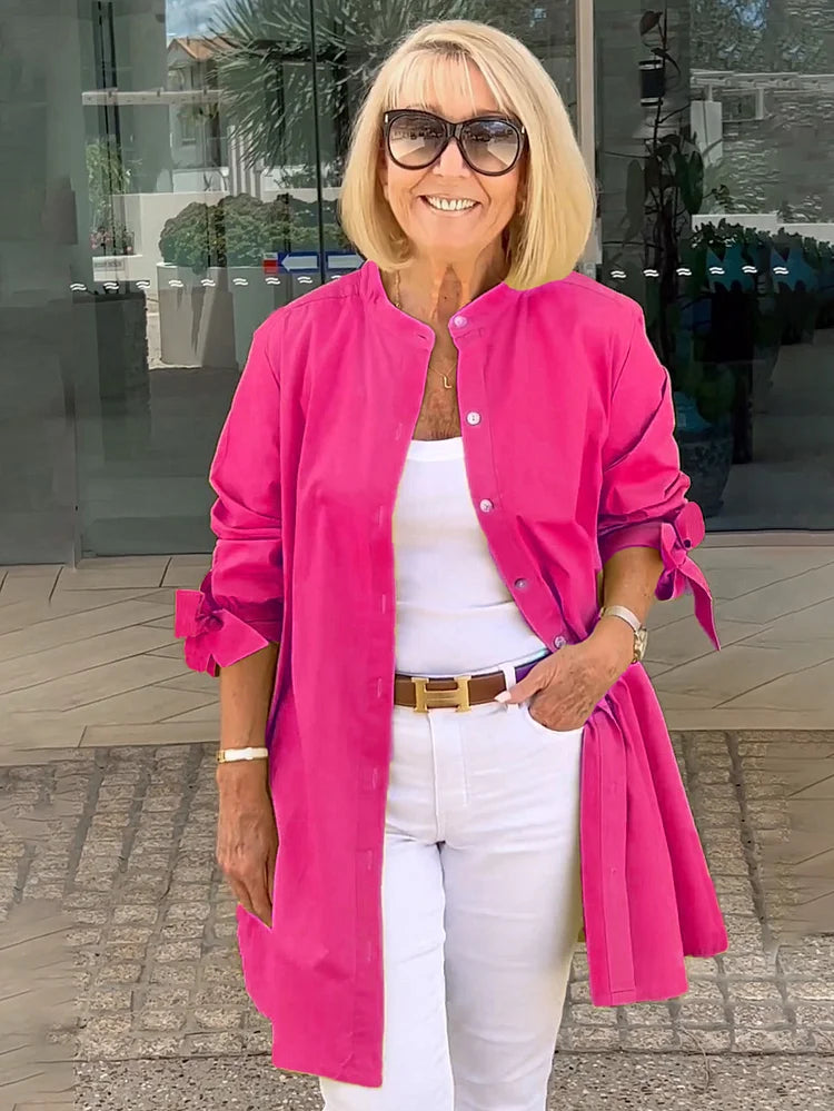 ELLARIA – GATHERED BACK COTTON SHIRT JACKET