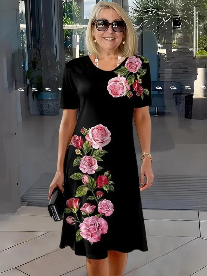 SHIRA – COMFORTABLE LOOSE PRINTED MEDIUM DRESS