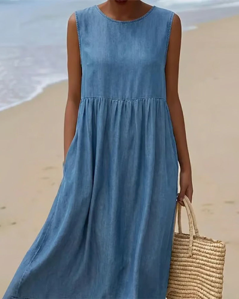 Casual Sleeveless Denim Dress