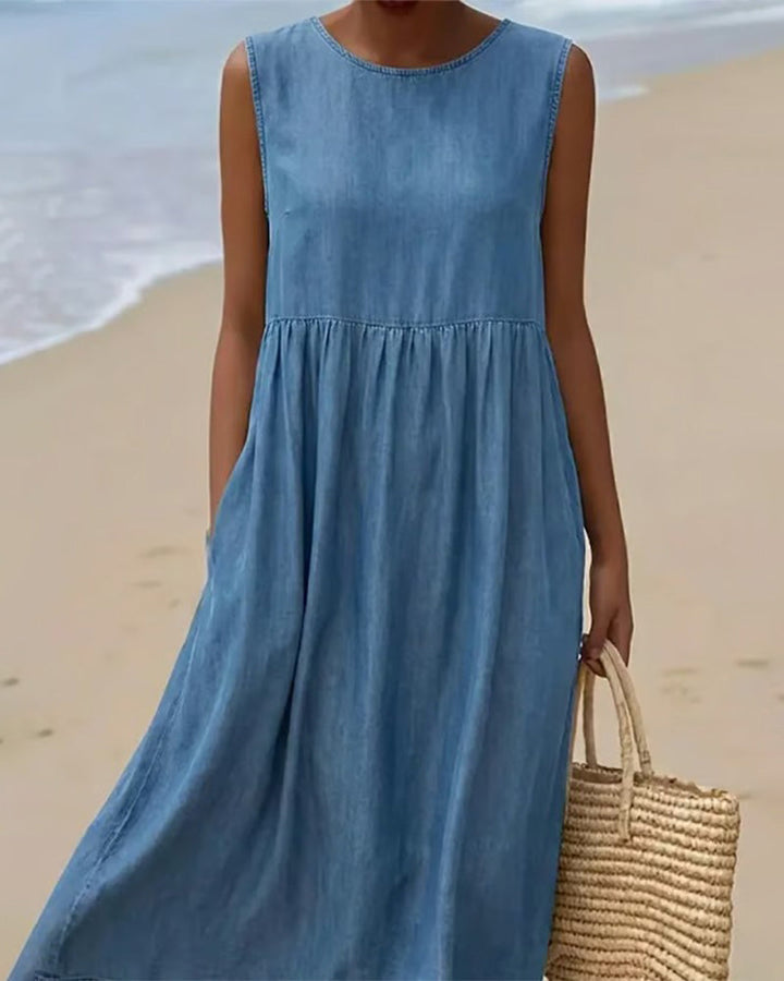 Casual Sleeveless Denim Dress