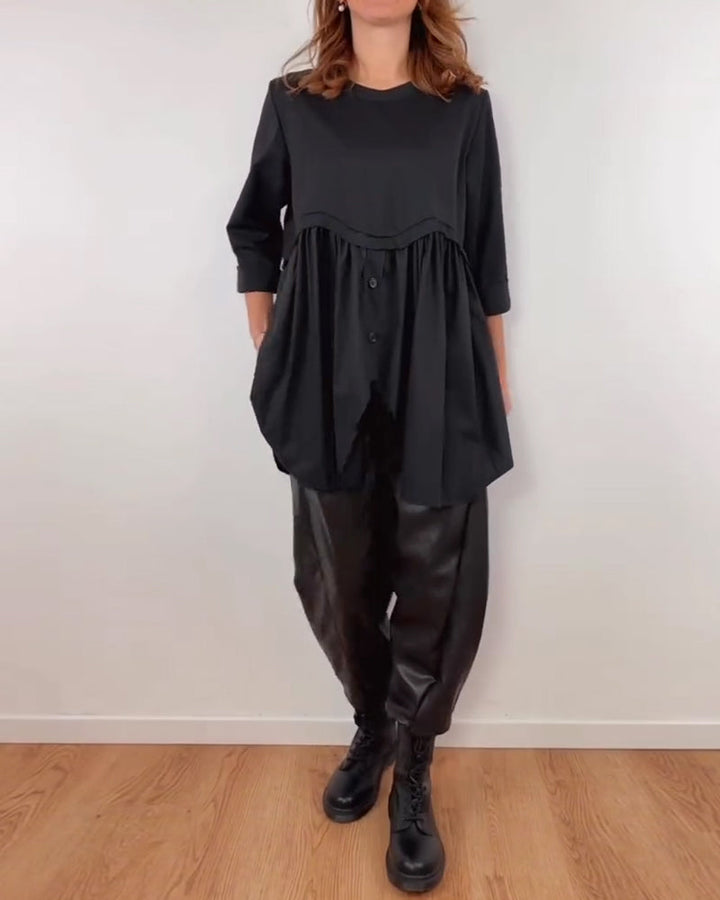 Irregular Pleated A-Line Blouse