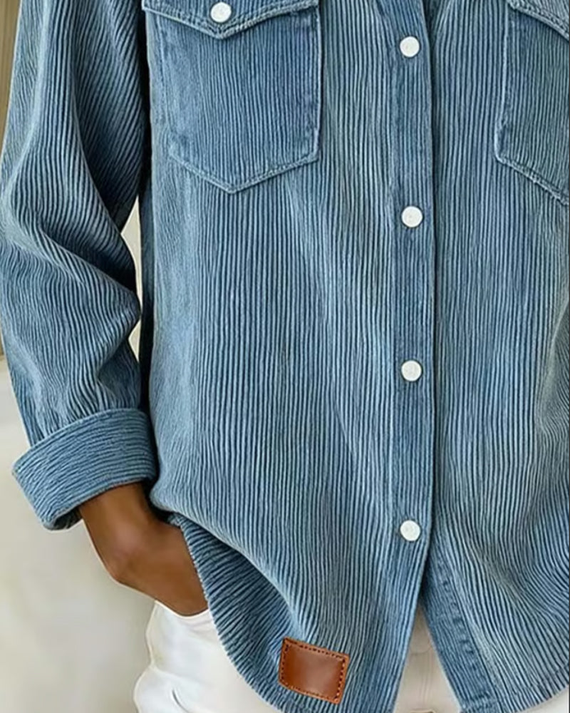 Long Sleeve Shirt With Lapel And Buttonhole