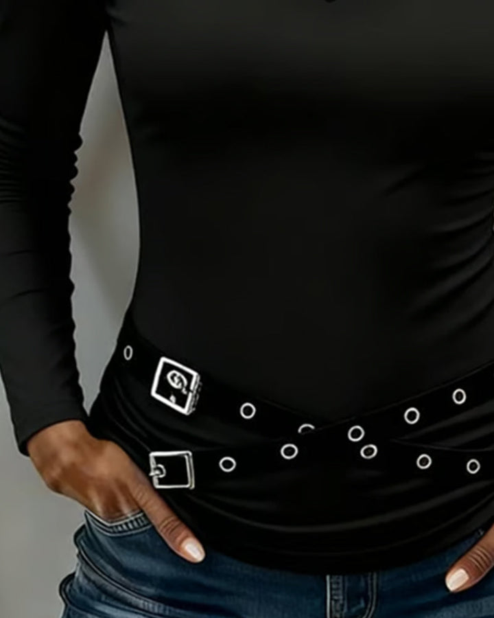 Top with V-Neck and Long Sleeves